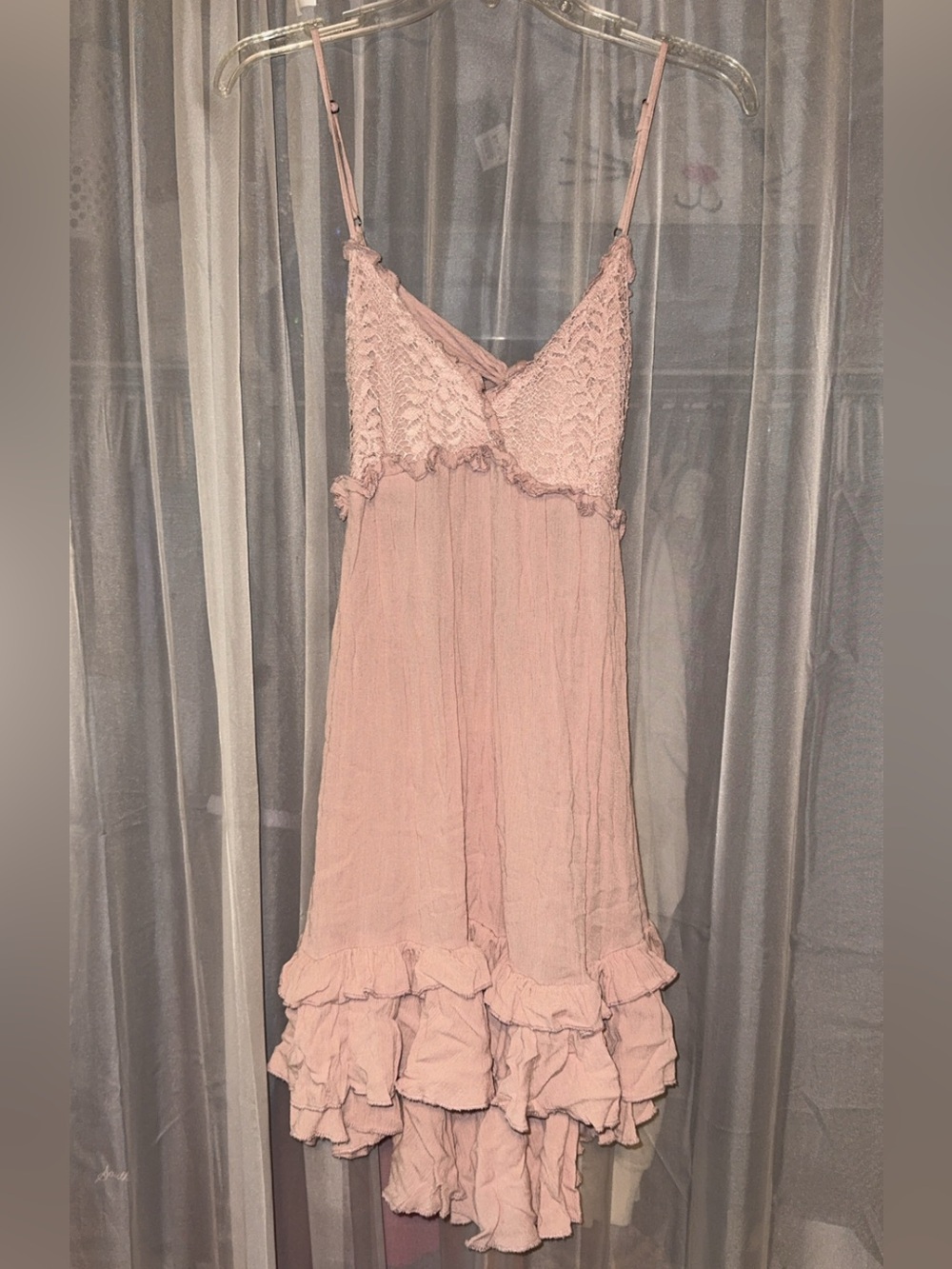 Ocean Drive Mauve-Pink Ruffle Slip Dress